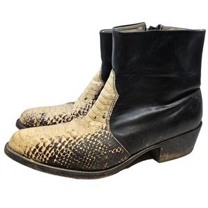 Durango 10.5 EE Black Snakeskin Ankle Western Cowboy Boot Boho Rodeo Leather